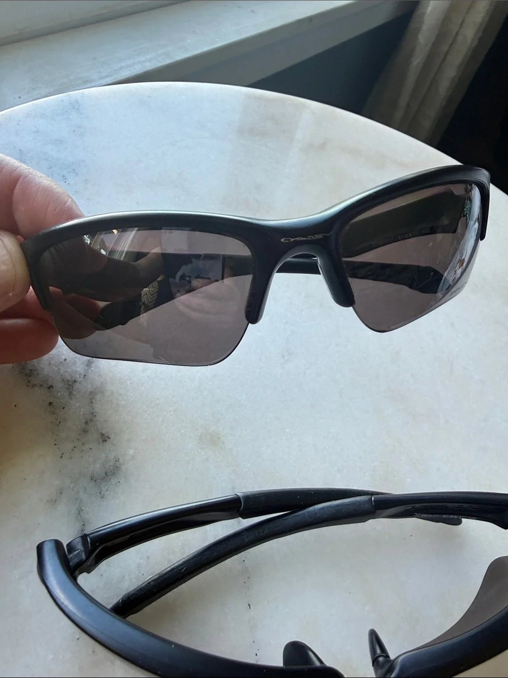 Oakley Sport Sunglasses (2) Black Half-Rim Frame Dark Lenses